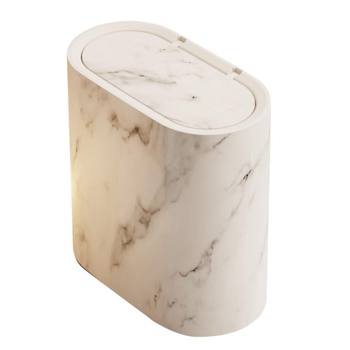 Wastebaskets, Bathroom Trashcans, Plastic Trash Can with Top Lid, Small Garbage Bin for Bathroom, Narrow Wastebasket, Modern Waste Basket for Home Indoor Hotel Kitchen Office (White)
