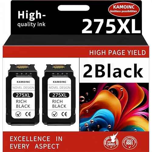 275XL Black Ink Cartridge Replacement for Canon 275xl Black Ink PG-275 PG-275XL 275 XL Works for Canon PIXMA TR4720 TS3720 TS3500 TS3522 TS3520 TS3722 TR4700 TR4722 TR4723(2 Black
