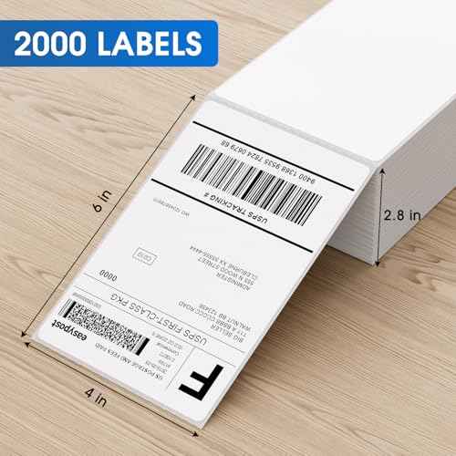 MaxGear 4" x 6" Direct Thermal Labels, 2000 Fanfold Labels, for Shipping & Mailing, Perforated White, Commercial Grade with Permanent Adhesive, Compatible with Most Thermal Printers,4 Stack
