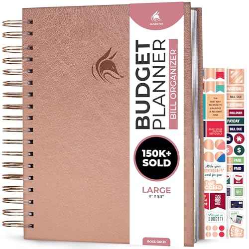 Clever Fox Budget Planner & Monthly Bill Organizer With Pockets. Expense Tracker, Budgeting Journal & Financial Book. Large, 8x9.5" (Rose Gold)