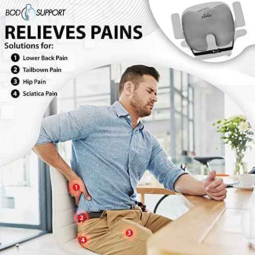 Seat Cushion with Straps - Seat Cushions for Office Chairs, Car Seat Cushion for Tailbone Pain Relief Cushion Design to Relieve Sciatica Coccyx Design from Prolonged Sitting (Grey)