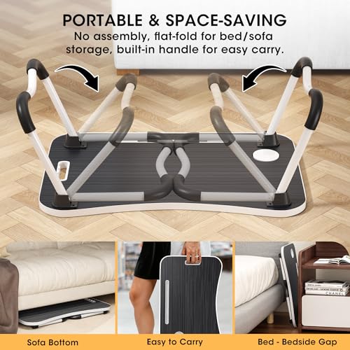 Black Folding Laptop Bed Desk 23.6 Inch Wood Portable Table with Cup Holder