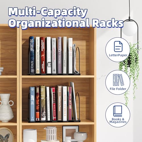 Simple Trending 9 Section Metal File Sorter Organizer for Desk, Vertical File Folder Stand for Home Office, Black
