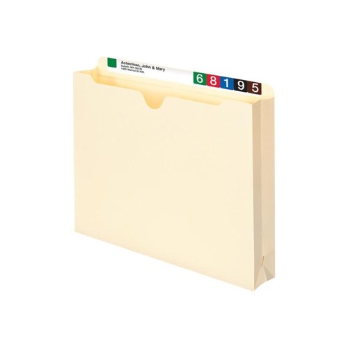 Smead 100% Recycled File Jacket, Reinforced Straight-Cut Tab, 2" Expansion, Letter Size, Manila, 50 per Box (75605)
