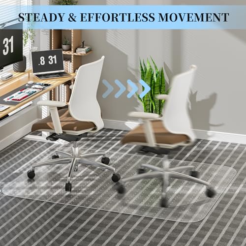 Tonaus Office Chair Mat for Carpet, 48"¡¿60" Transparent Carpet Floor Protector Cover Rug Mat with Non-Slip Studded, 2.2mm Thick Heavy Duty for Home Computer Desk Rolling Chair Carpets Low Pile