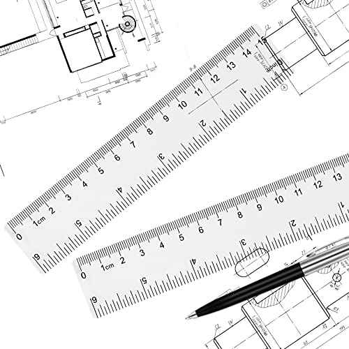 Clear Plastic 6 Inch Straight Ruler, Shatterproof With Inches and Centimeters for School, Classroom, Home, or Office (2pcs)