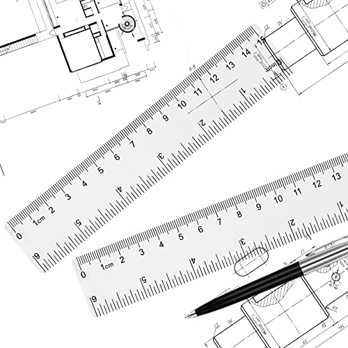 Unjoo 6 Inch Clear Plastic Ruler 2 Pack - Straight Measuring Tool for School & Office