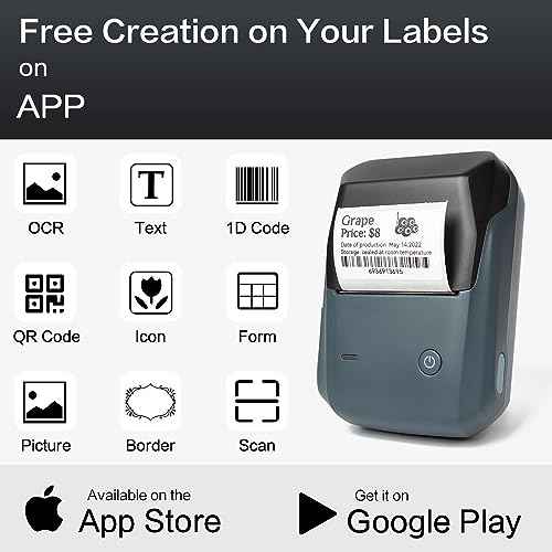 LMASBLTER B1 Label Makers - Barcode Label Printer Bluetooth Portable Thermal Printer for Small Business, Address, Logo, Clothing, Jewelry, Retail, Mailing, Sticker Printer for Phones & PC, Black