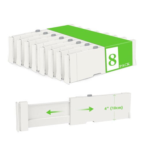 Irosiy Adjustable Non-Slip Drawer Organizer – Versatile Storage Tray for Kitchen, Wardrobe & Office, 11.6" to 17" Length, Durable ABS & Silicone Base, Easy Assembly
