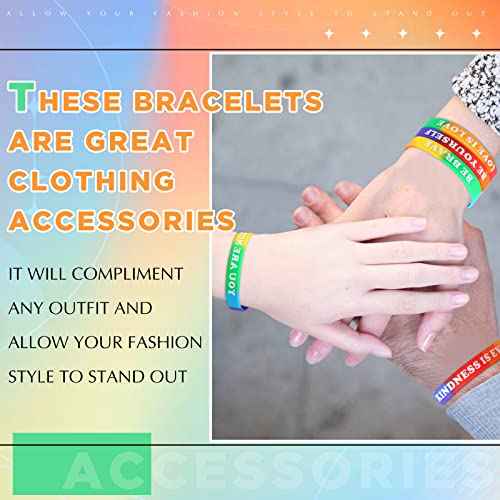 Sotiff 300 Pcs Pride Gay Bracelets Accessories Bulk Rainbow Silicone Rubber Wristbands Parade LGBT Party Favors, 15 Styles