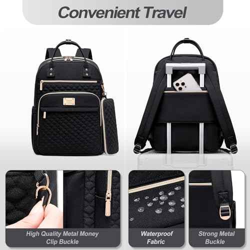 Laptop Backpack for Women,15.6 Inch Laptop Backpack for Work,Water Resistant Travel Backpack,College Bookbag with Wallet
