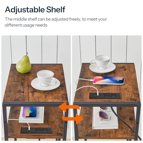 HOOBRO 3-Tier Computer Tower Stand with Charging Station – Movable CPU & Printer Stand