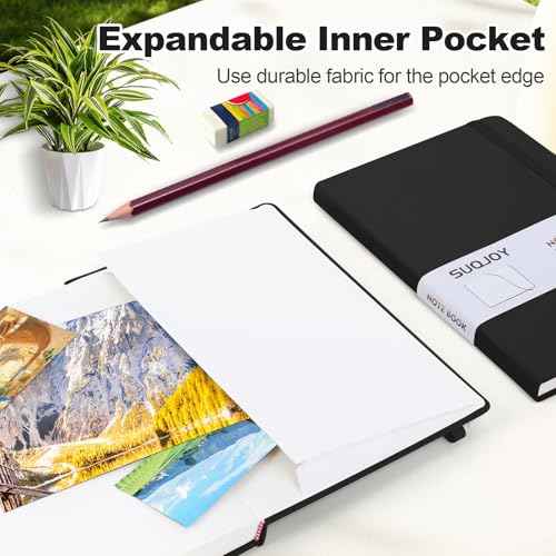 Lined Journal Notebooks for Writing, 100 GSM Thick Paper, 8 Pack Hardcover Notebooks, A5 College Ruled Notebook, Journaling Notebook for School/Travel/Office (Black- 8 Pack)