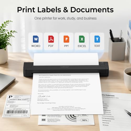 Labeer Wireless Bluetooth Thermal Printer Inkless Portable A4 Document Printer