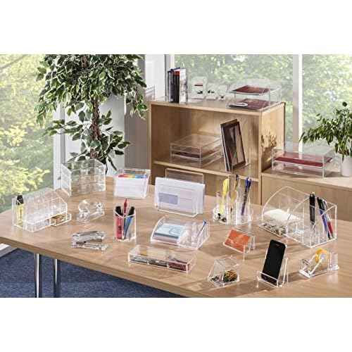 OSCO Clear Acrylic Index Box, Large, A to Z Divider Tabs, 100 Lined Note Cards, 7" x 5", Ruled Revision Flash Cards, Recipe Notes, Office Contact Filing, Desktop Organiser, 177 x 127 mm