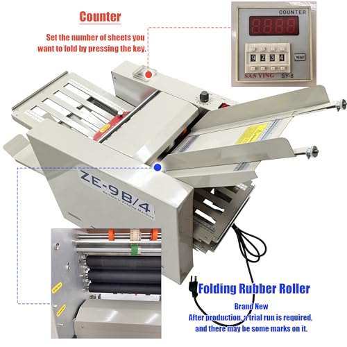 INTSUPERMAI Automatic Paper Folding Machine 110V with 4 Adjustable Plates Commercial Desktop