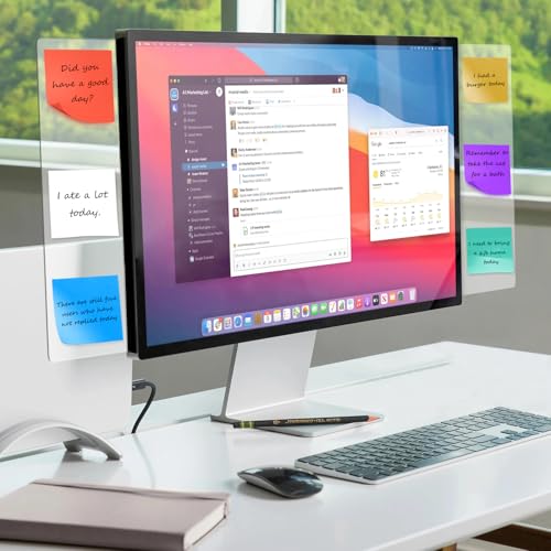 2-Pack FaitAtten 11.8'' Clear Frameless Monitor Sticky Note Boards - Side Panel Memo