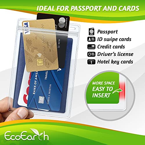 EcoEarth 4x6 Inch Passport & Card Holders with Soft Edge (Clear, 250 PK) - Extra Large (XXL) Vertical ID Holder - Resealable and Waterproof Identification Name Card Holder