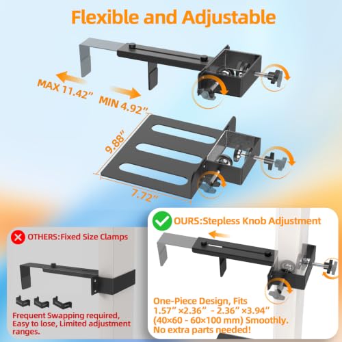 Under Desk PC Mount Clamp-On for Standing Desk Legs, 44 lb Capacity