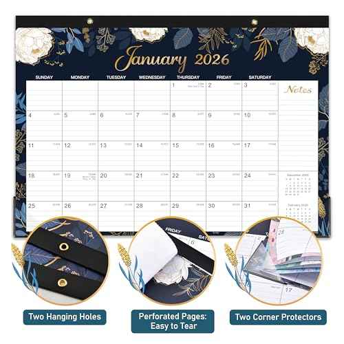 2026 Desk Calendar - Jan. 2026 - Dec. 2026, 12 Months Large Monthly Desk Calendar 2026, 17" x 12", Desk Pad, Large Ruled Blocks, To-do List & Notes, Best Desk/Wall Calendar for Planning or Organizing