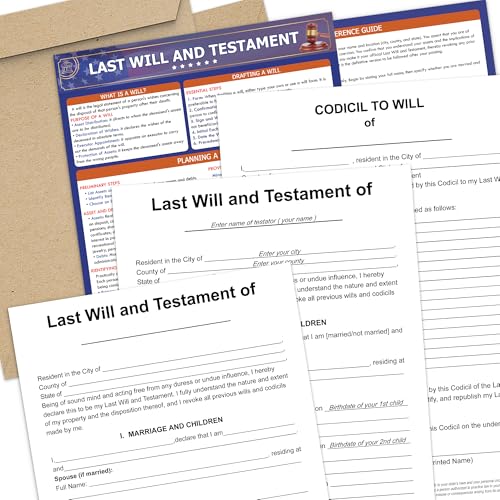 Last Will and Testament Kit 2026 – Estate Planning Forms, DIY Kit with Codicil & Guide