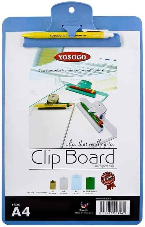 Yosogo A4/Letter Size Plastic Clipboard, 4-Pack with Handy Pen Holder & Bonus Pen, Holds up to 40 Sheets, Durable Plastic – Writing, Office, Stationary, School Supplies Set (4-Pack)