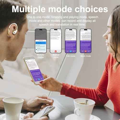 Language Translation Earbuds with Display, 3-in-1 AI Translator Earbuds, Real Time 144 Language Translator Earbuds for iOS and Android, Suitable for Business Travel Study (Beige)
