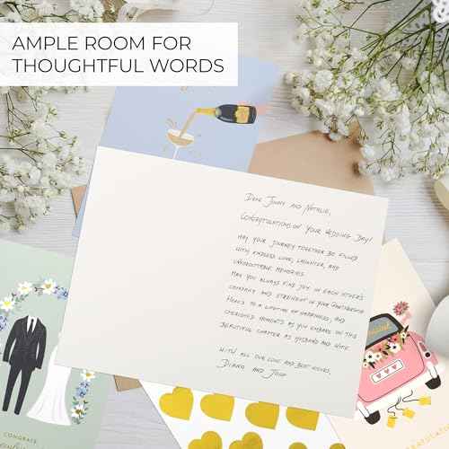 ZICOTO Beautiful Wedding Cards Set of 10 with Envelopes and Stickers ? Elegant Blank Engagement Cards for Personalized Congratulations Wishes ? Perfect for Wedding Shower Gifts for the Bride & Groom