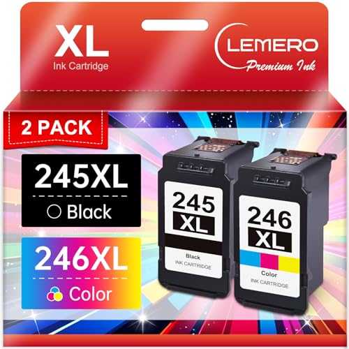 LEMERO 245XL Ink Cartridge PG-245 CL-246 Replacement for Canon Ink 245 and 246, Compatible with Canon 245XL 246XL Combo Pack for Pixma MX490 MX492 MG2522 TR4522 TR4520 TS3122 TS3322 Printers