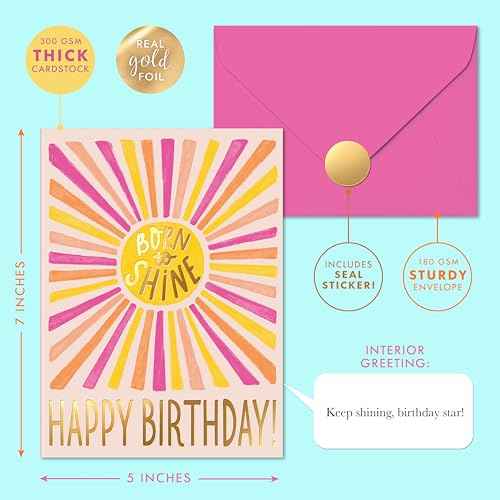 Sweetzer & Orange Birthday Card with Envelope, 5x7, Single Fun Happy Birthday Card for Men, Women, Friends & Family ? Message Written Inside - Unique Individual Cardstock & Keepsake Gift