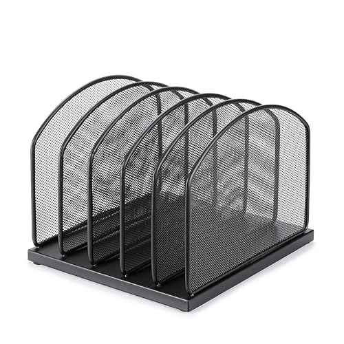 Huron 5-Slot Vertical File Binder Organizer Storage, Black Steel Mesh