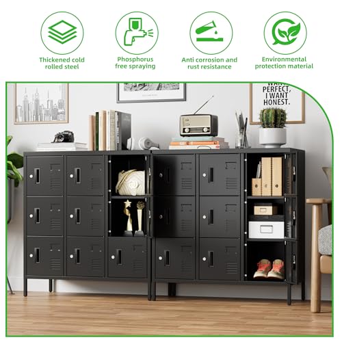 9-Door Metal Locker for Employees with Keyed Compartments