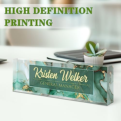 Personalized Green Coast Desk Name Plate - Acrylic Office Decor, Custom Office Gift