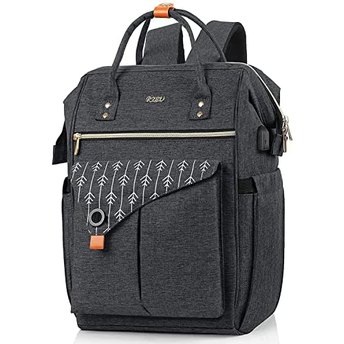 17.3 Inch Travel Laptop Backpack for Women, College School Backpack with USB Port Charging, Water Resistant Casual Sturdy Computer Bag Gifts for Women Girls, Black