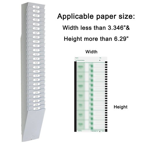JMIUHACOU Expanding Time Card Rack,25 Pockets,Includes self-Adhesive Number Labels,Card Holder,Plastic gray