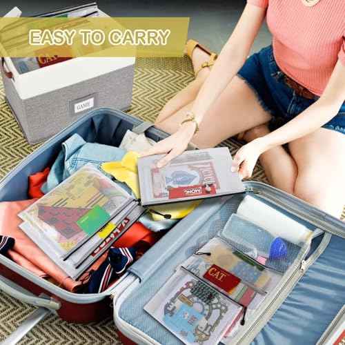 Board Game Storage, Board Game Organizer with 12pcs Zipper Bags and Writable Stickers, Board Game Organizers Storage with Lid for Office Supplies, Puzzles, Video Game, Craft Product,2-Pack