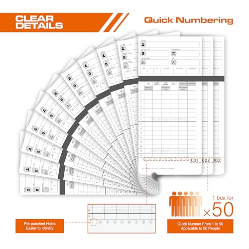 300 Time Cards for uPunch HN4000/HN2000/HN2500/HN4500 Clocks - Pack of 300