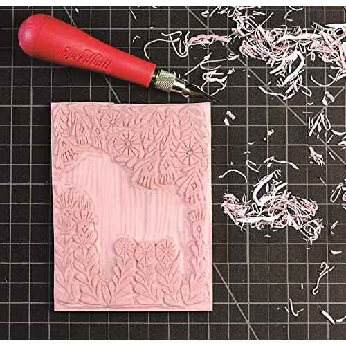 Speedball Speedy-Carve Premium Printmaking Blocks - 4" x 6" Pink Carving Material, Soft & Precise (6-Pack) - Perfect for Custom Stamps, Block Printing & Art Projects