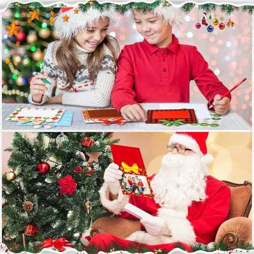 Capoda 200 Sets Christmas Photo Frame Greetings Cards with Envelopes Fits 4 x 6 Photo Insert Present Box Style Christmas Photo Frame Greeting Cards for Christmas Tree Xmas Party Decorations Favors