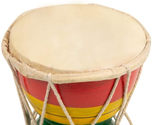 Handmade Wooden & Leather Classical Indian Folk Dumroo Damroo Damaru Hand Drum Set Percussion Decorative Collectible Showpiece World Musical Instruments (Multi)