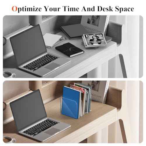 Acrylic Magazine Holder with 3 Vertical Compartments, Clear Desk Mail Organizer Magazine File Rack, Book Holder Paper Folder Binder Holders Office Organization for Desk Accessories