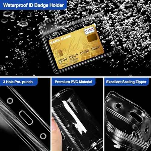200 Pcs Clear Plastic Extra Thick Horizontal Card Holders, 4x3 Inch Sealable Waterproof Name Badge Bank ID Card Protector