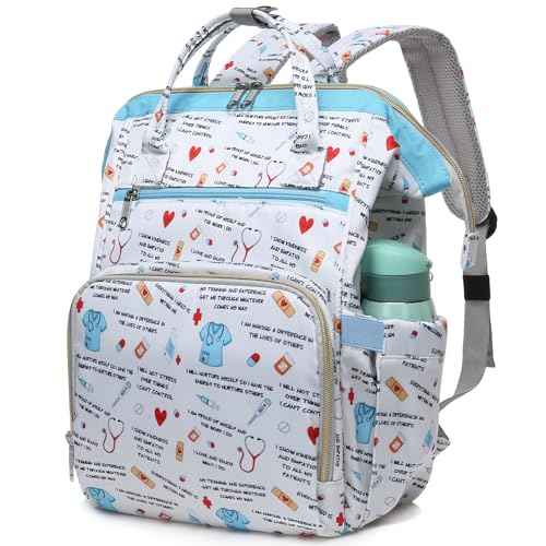 Gatycallaty Nurse Backpack for Women Nursing Laptop Bag Travel Work Gifts Bookbag Office Outdoor Large Capacity (White, 15.6 inches)