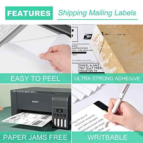 Half Sheet 8.5x5.5inch Shipping Mailing Label 1000 Counts, 2 Labels Per Sheet 8.5 x 11 for Laser & Inkjet Printer, Permanent Adhesive Label Square Corner (500 Sheets)