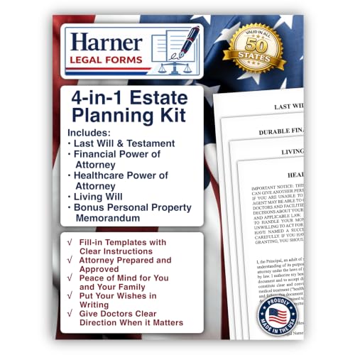 Estate Planning Kit 4-in-1: Will, Durable POA, Healthcare POA & Living Will – Attorney-Drafted Templates