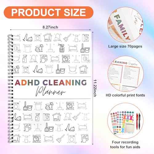 Adhd Cleaning Planner, Cleaning Schedule and Checklist Organizer, Daily Weekly Monthly Household Cleaning Planner for Adults Women, Chore Chart Notebook for Home, Family Cleaning Tasks, DIY Home Improvement