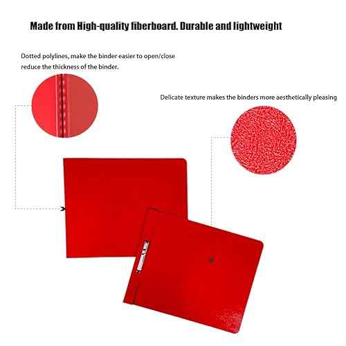 Fiberboard Binder,Sheet Size 8.5 x 11 Inches with Metal Prong Top Fastener with Compressor 2.75 Inch Centers, 2 Inch Capacity for Pressboard Report Cover,12 per Box (Red)