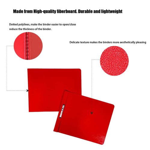 ESKEAR Fiberboard Binder,Sheet Size 8.5 x 11 Inches with Metal Prong Top Fastener with Compressor 2.75 Inch Centers, 2 Inch Capacity for Pressboard Report Cover,12 per Box (Red)