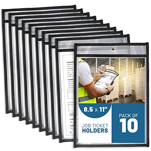 10 Pack JUZARI 8.5 x 11 Dry Erase Pocket Sleeves - Clear 20-Sheet Shop Ticket Holders