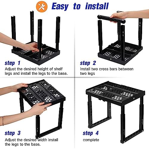 Locker Organizer Shelf£¬ Adjustable Width and Height, Ideal Locker for School, Office, and Gym Lockers (Black 2 Pack)